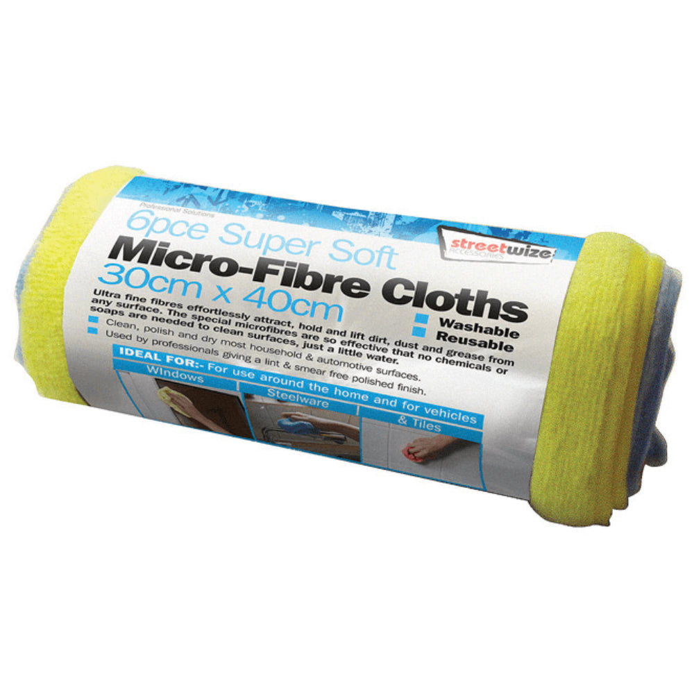 Microfibre Cloths 6Pk Streetwize