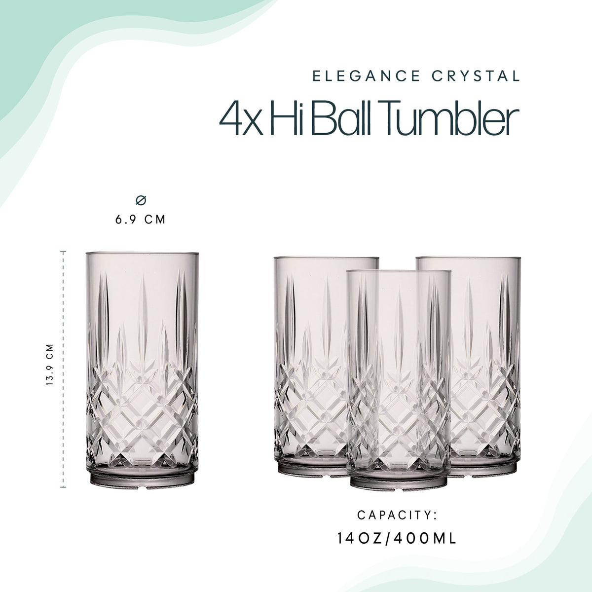 Leisurewize Elegance Tinted Hi-Ball Tumblers - 4 Pack Streetwize