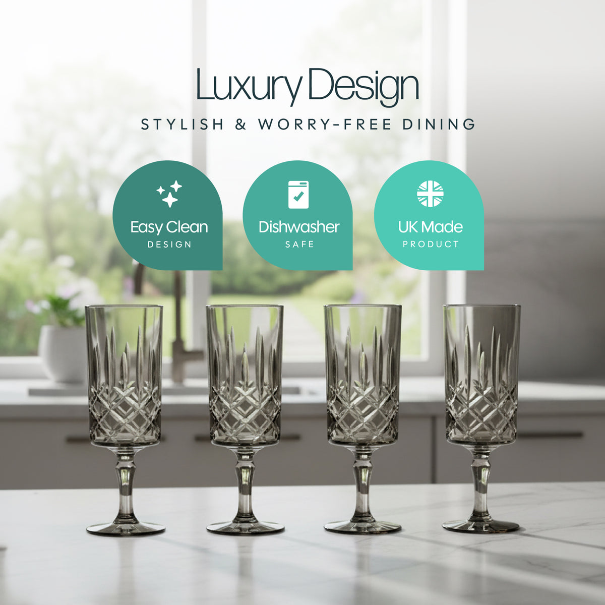 Leisurewize Elegance Tinted Prosecco Glasses - 4 Pack Streetwize