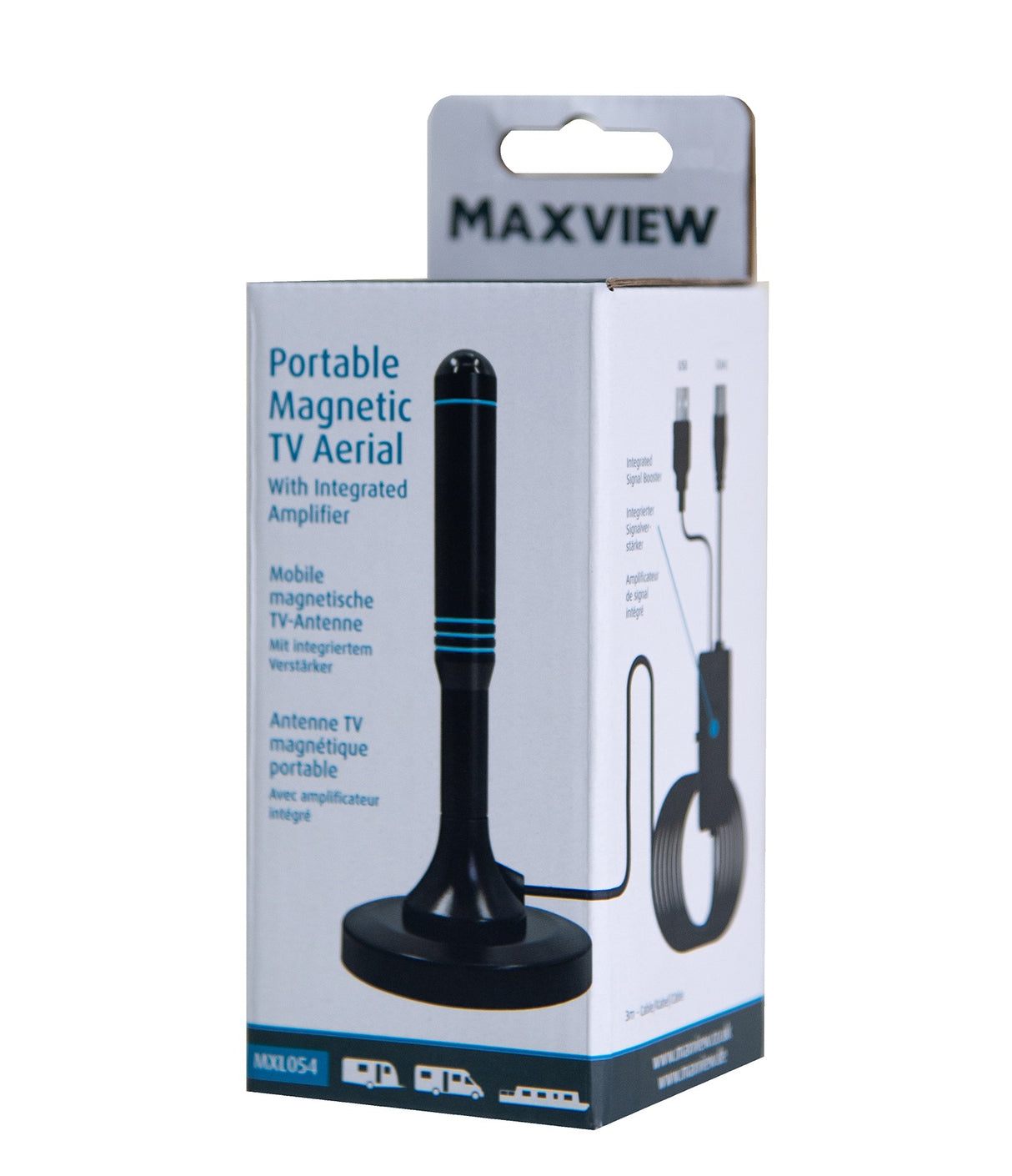 Maxview Portable Magnetic TV Aerial with Integrated Amplifier - 3m Cable MAXVIEW