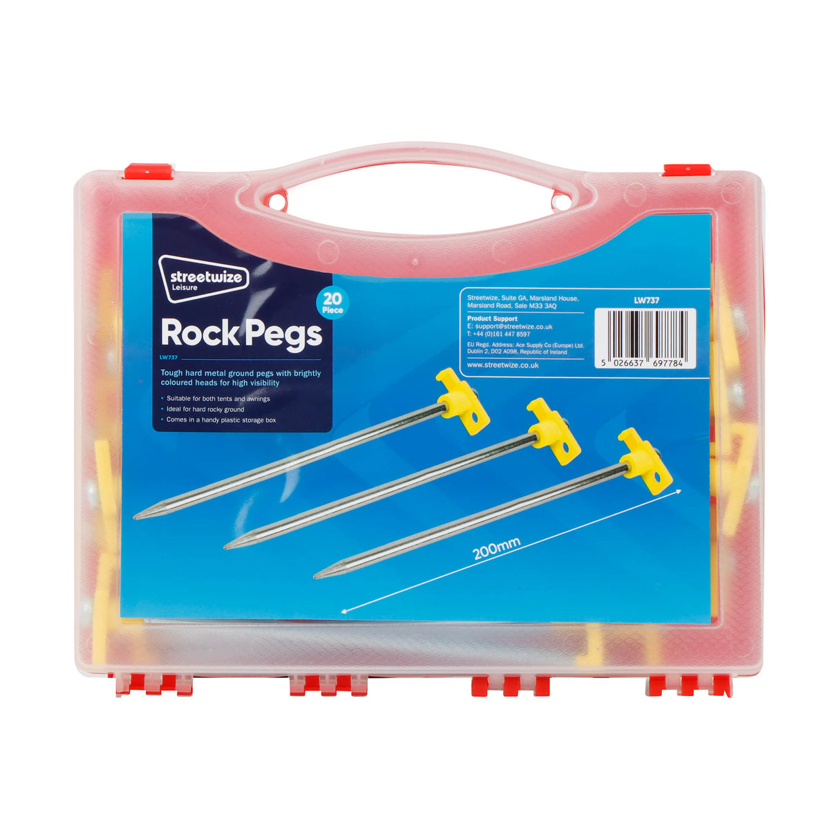 Streetwize 20 Pcs Heavy Duty Tent Pegs - 7x200mm Streetwize