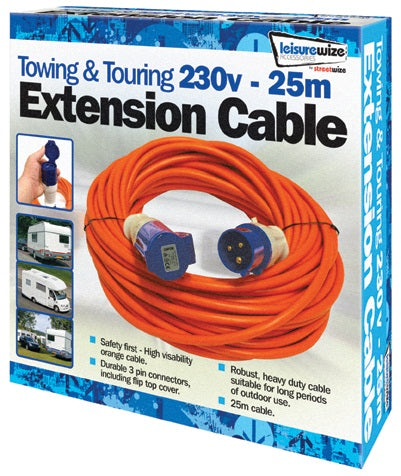 Leisurewize Towing and Touring 230v - 25metre Extension Cable STREETWIZE