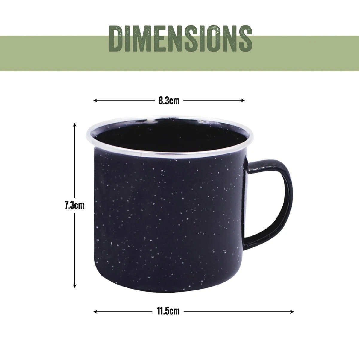 OTTERDENE Enamel Camping Mug 12oz Black Otterdene