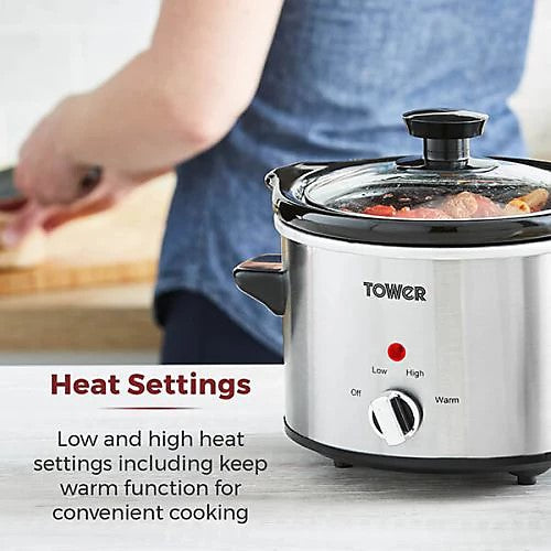 Tower Stainless Steel 120W Slow Cooker - 1.5L Highbridge Caravan Centre