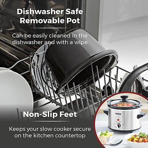 Tower Stainless Steel 120W Slow Cooker - 1.5L Highbridge Caravan Centre