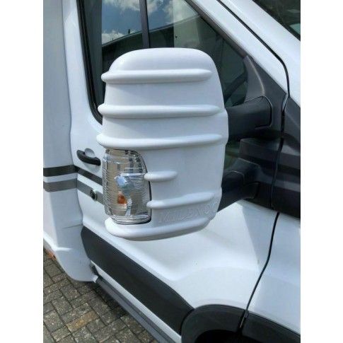 Milenco Ford Transit Long Arm Mirror Protectors - White Highbridge Caravan Centre