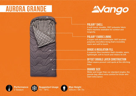 Vango Aurora Grande Single Sleeping Bag - Excalibur VANGO