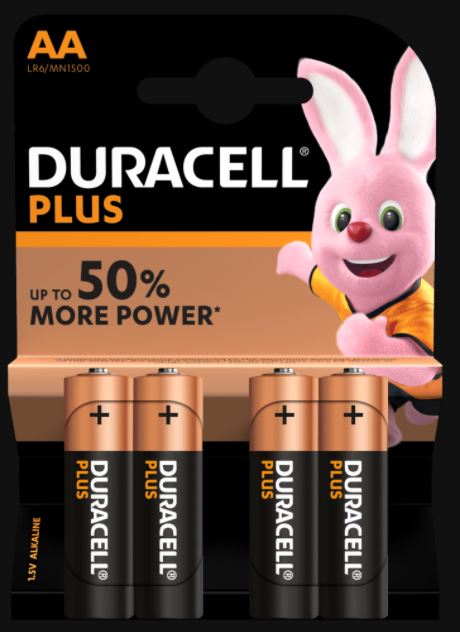 Duracell Plus Power AA Batteries x Pack of 4 DURACELL