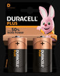 Duracell Plus Power D Batteries Pack of 2 DURACELL