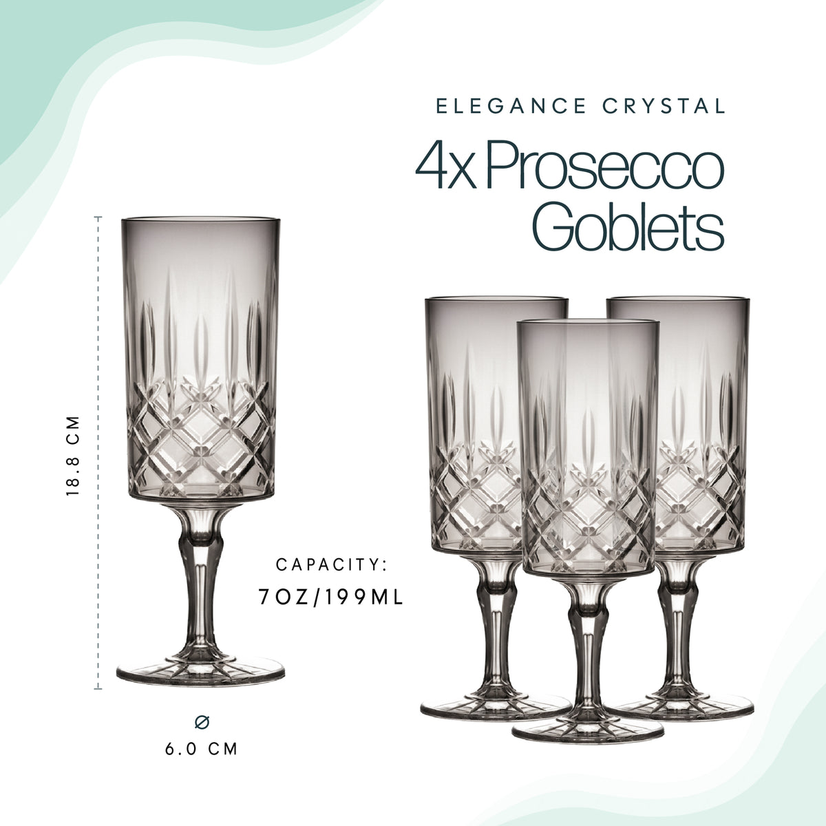 Leisurewize Elegance Tinted Prosecco Glasses - 4 Pack Streetwize