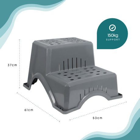 Leisurewize Plastic Double Step - Grey Streetwize