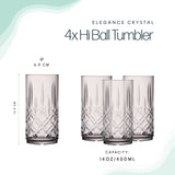 Leisurewize Elegance Tinted Hi-Ball Tumblers - 4 Pack Streetwize