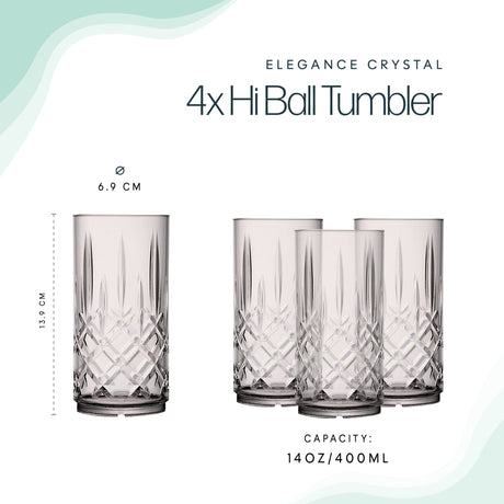 Leisurewize Elegance Tinted Hi-Ball Tumblers - 4 Pack Streetwize