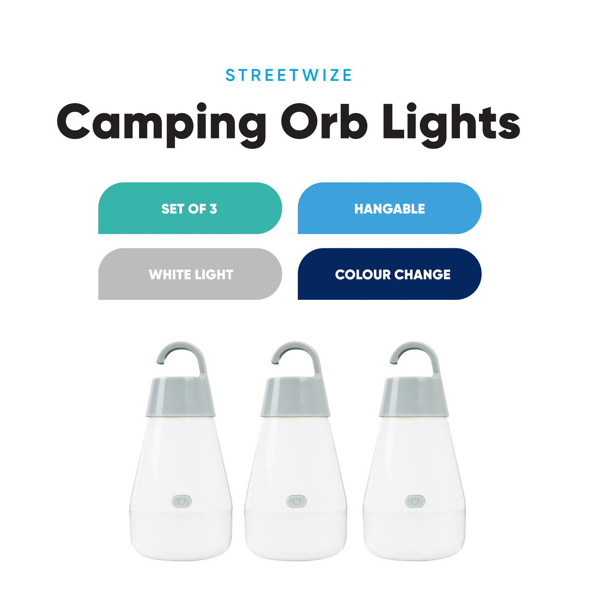 Colour Changing LED Camping Orb Light Set Streetwize