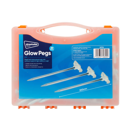 Streetwize Heavy Duty Glow Tent Pegs - 7x200mm Streetwize