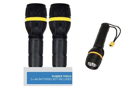 Otterdene Rubber Torch 15cm - Requires 2 x AA Batteries Otterdene