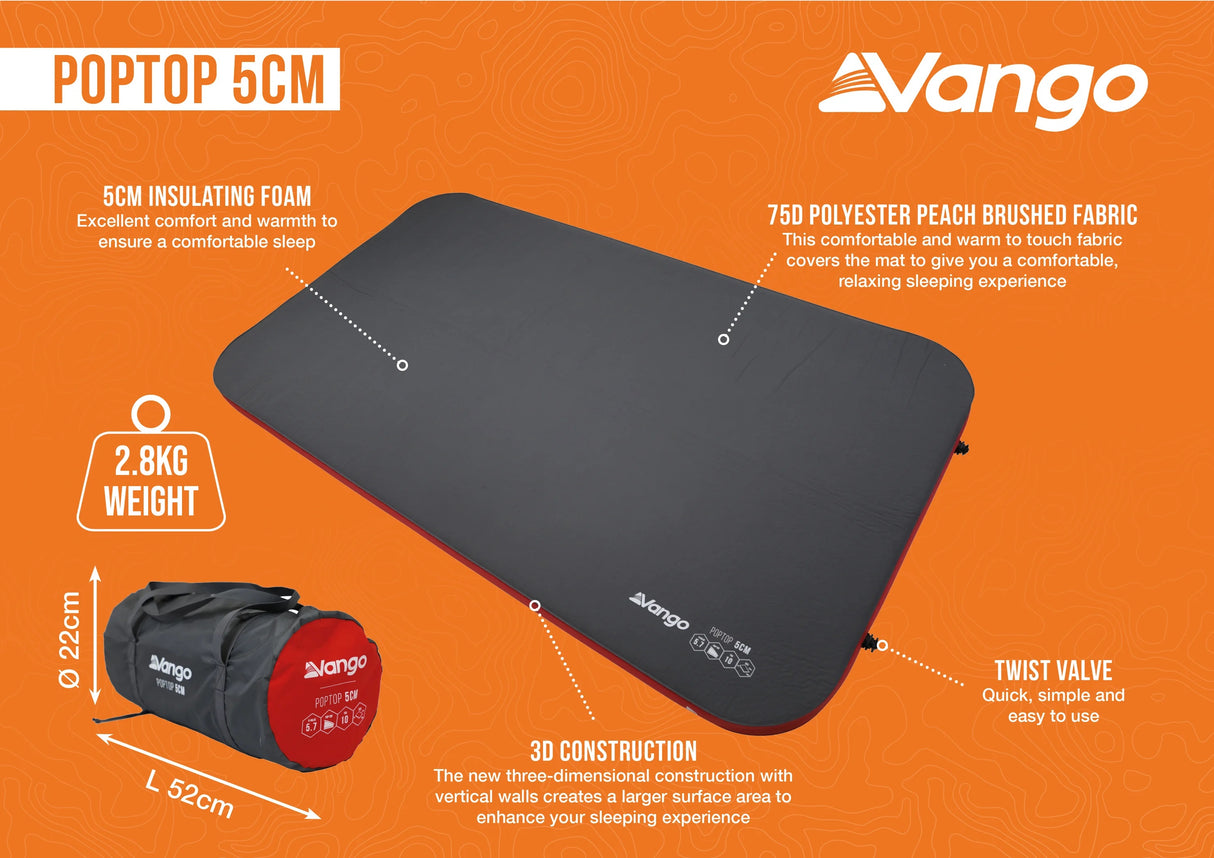 Vango PopTop 5cm 5 Self-Inflating Mattress Shadow Grey VANGO