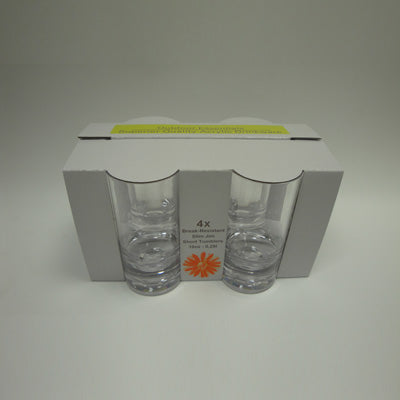 Flamefield Slim Jim Short Tumblers - Clear - 4 Piece Flamefield