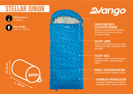 Vango Stella Junior Sleeping Bag - Atlantic Blue VANGO