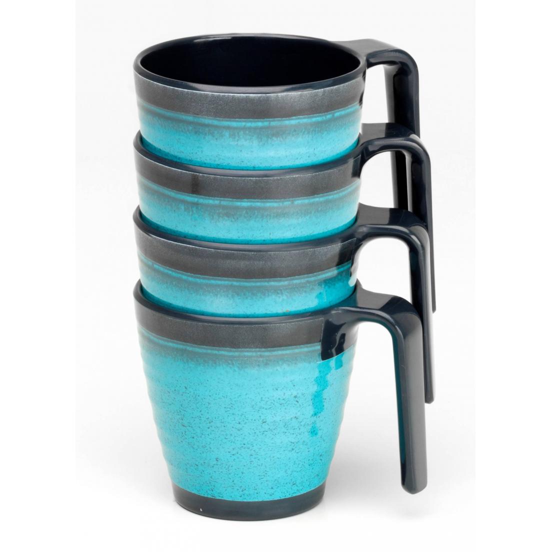 Flamefield Ganite Aqua Stacking Mug set - 4 pack Flamefield