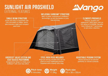 2025 Vango Sunlight Air ProShield - Awning/Canopy for Caravans & Motorhomes VANGO